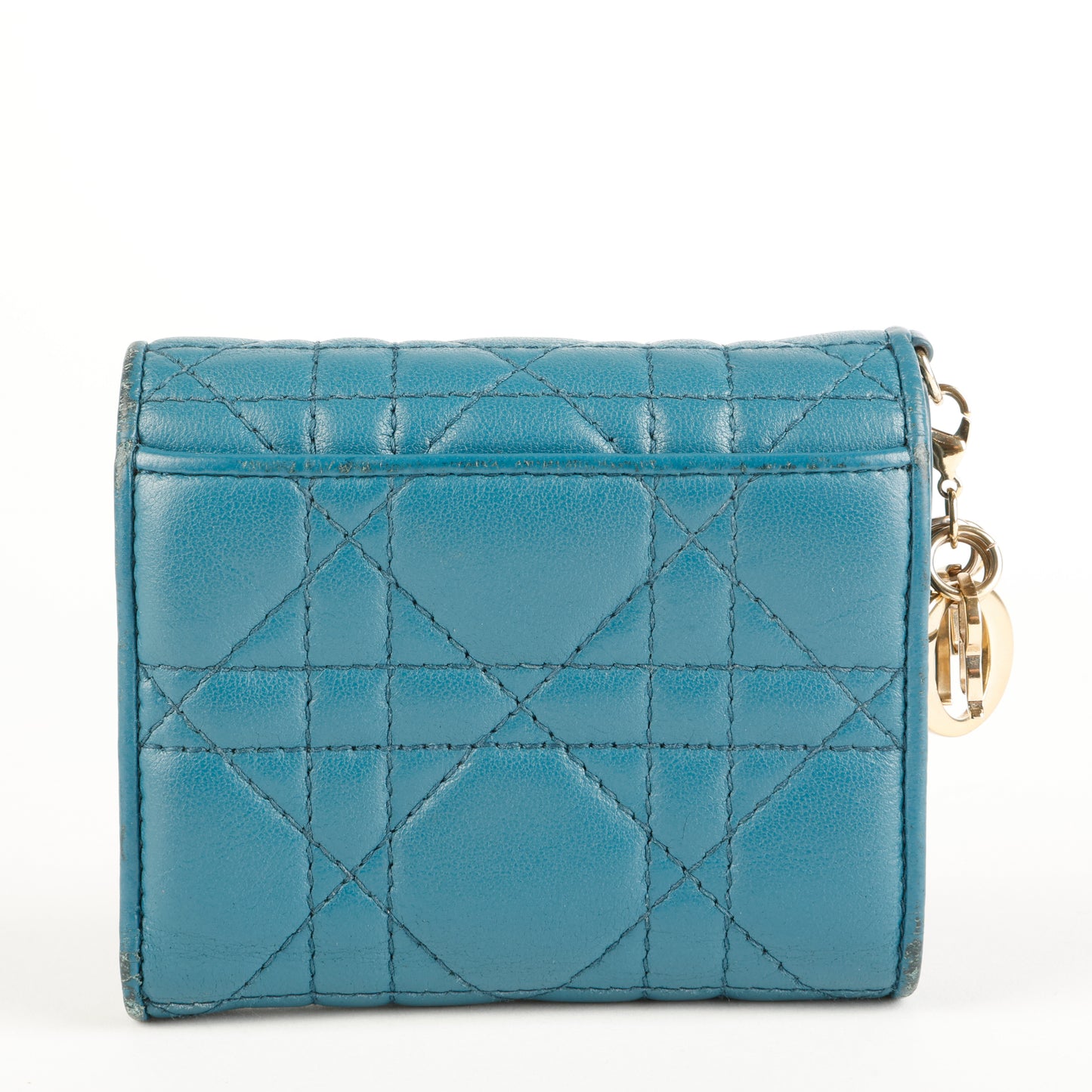 Lotus Trifold Compact, Teal Lambskin
