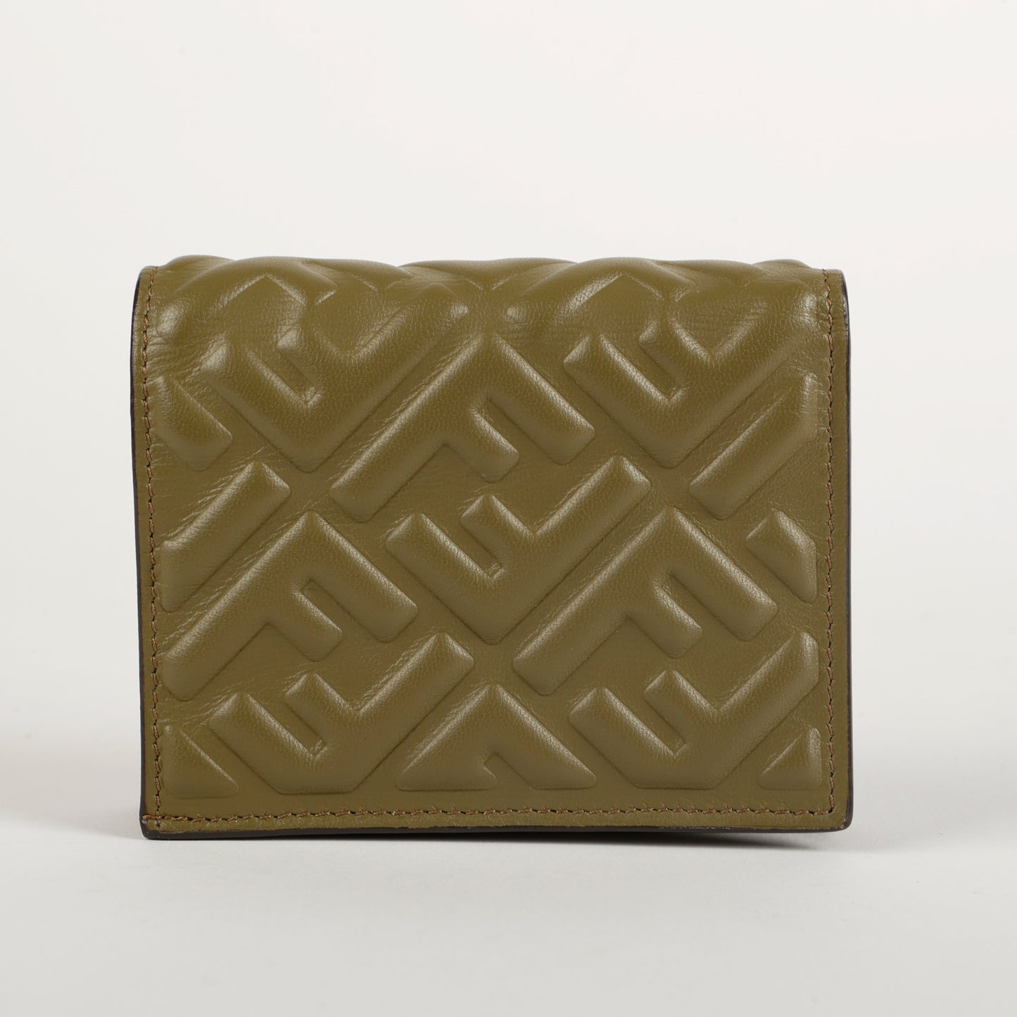 FF Embossed Baguette Compact Wallet, Hunter Green