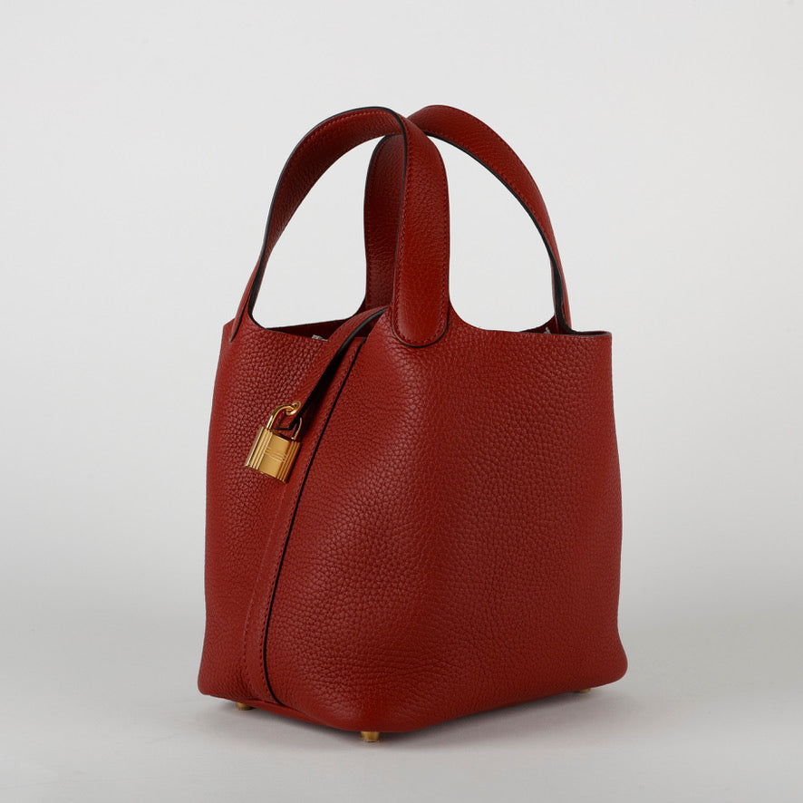 Hermes Picotin 18 Rouge H Clemence Gold Hardware