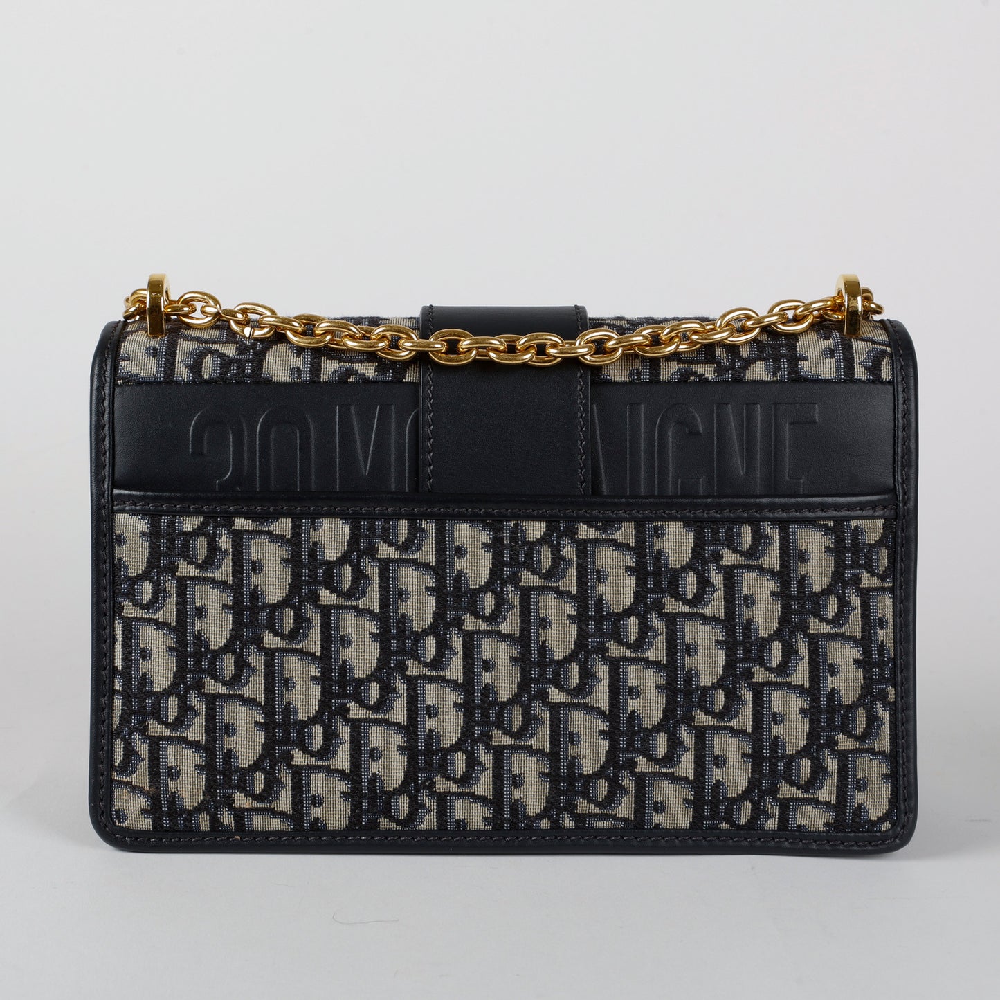 Montaigne 30 Chain Bag Navy Blue Oblique