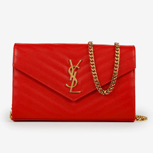 Classic Monogram Wallet on Chain, Red 10709