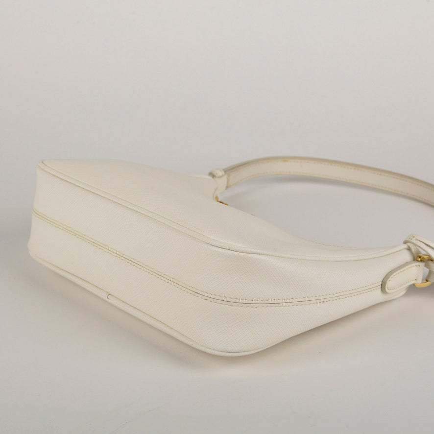 Mini Re-Edition Saffiano Shoulder Bag, White