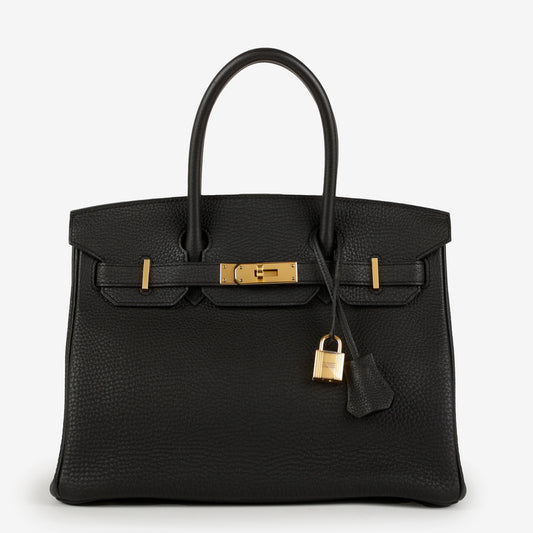 Birkin 30 Black Clemence Gold Hardware