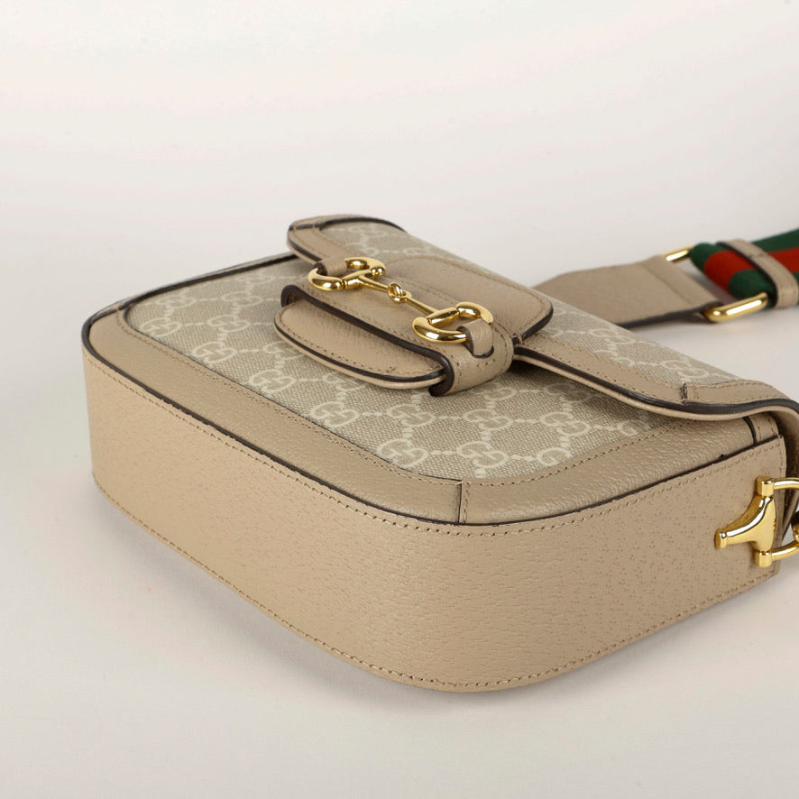 Beige Canvas 1955 Horsebit Small Crossbody