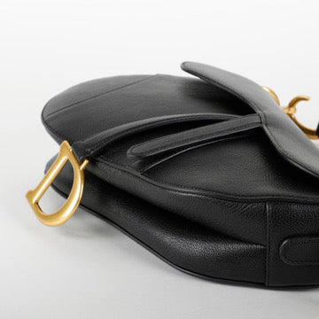 Medium Saddle Bag, Black Grained Calfskin