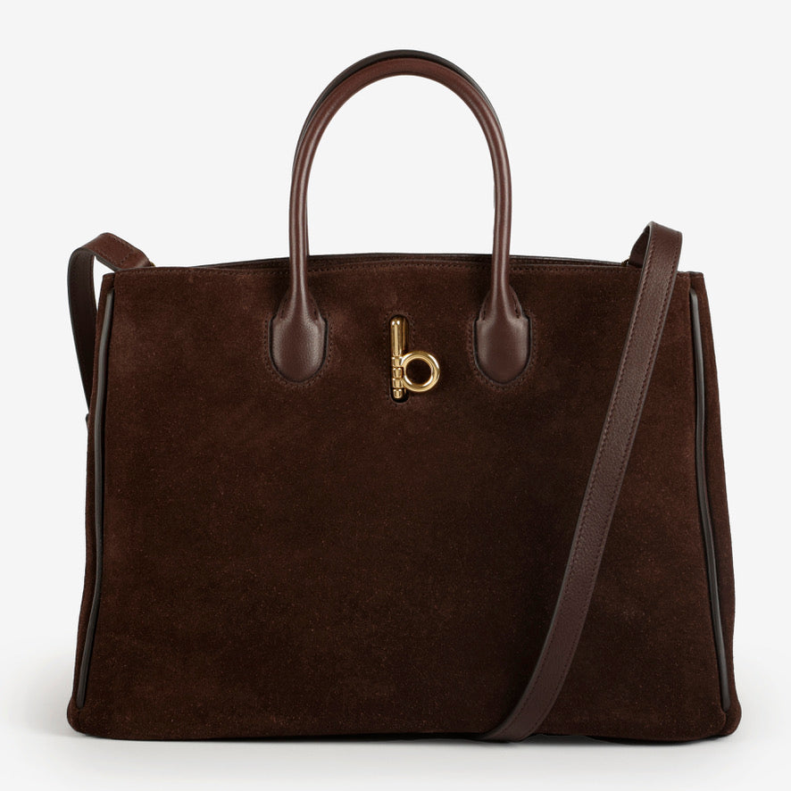 Rocking Horse Tote, Brown Suede