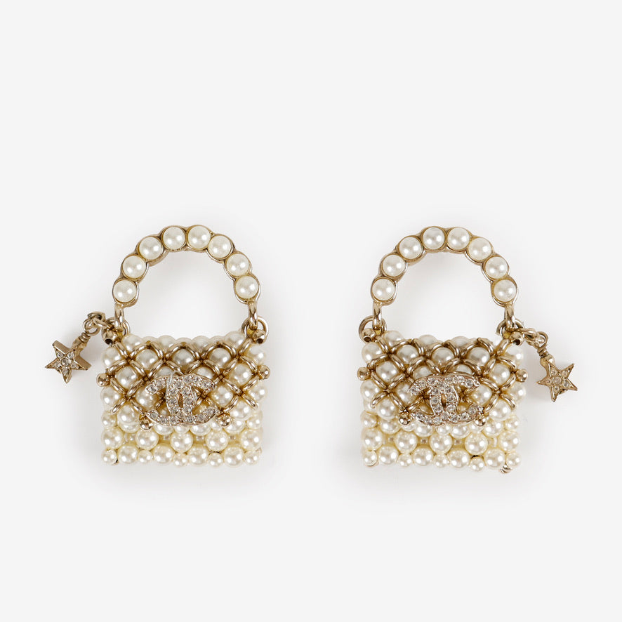 Pearl Handbag CC Earrings, Runway Piece