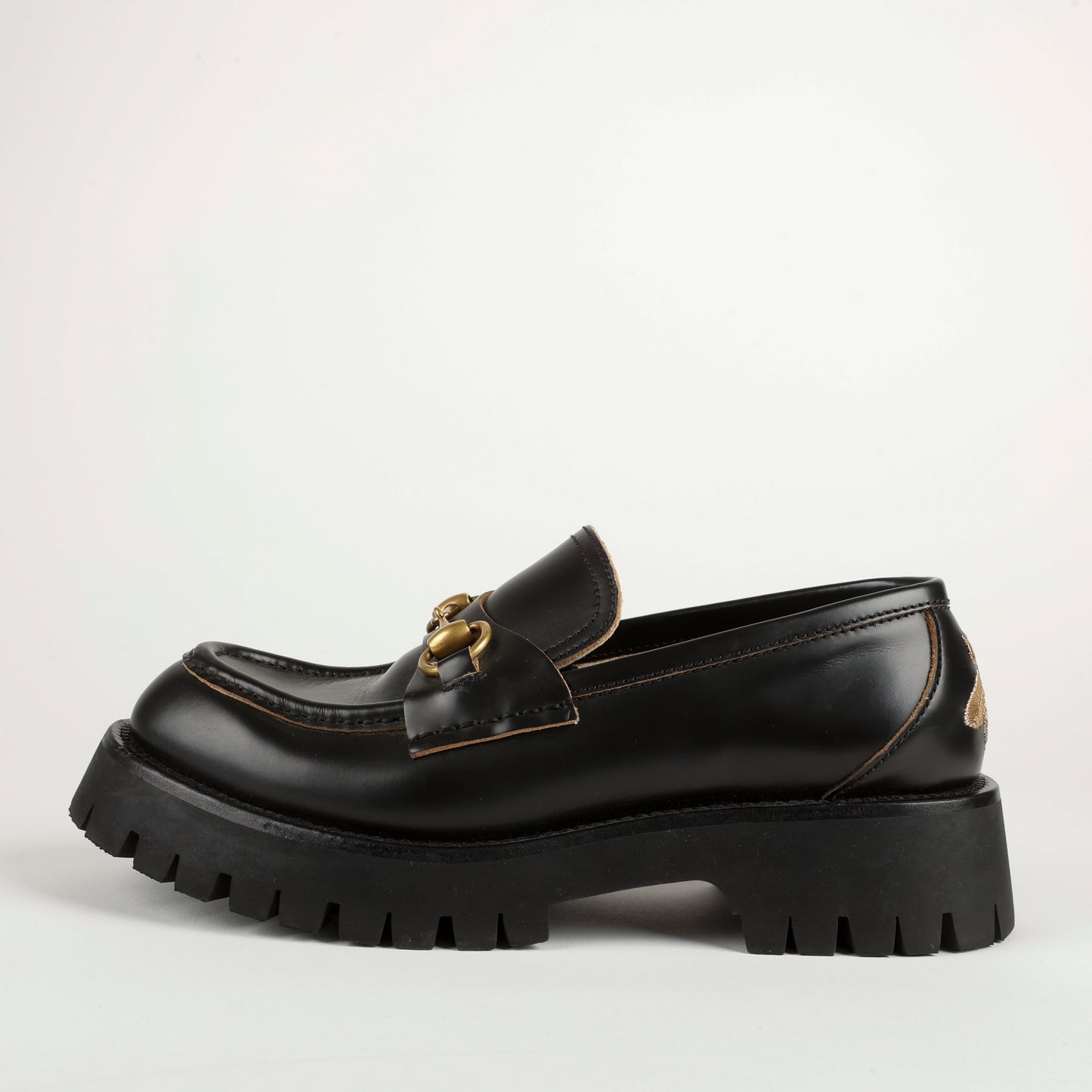 Lug Sole Horsebit Loafers, Black