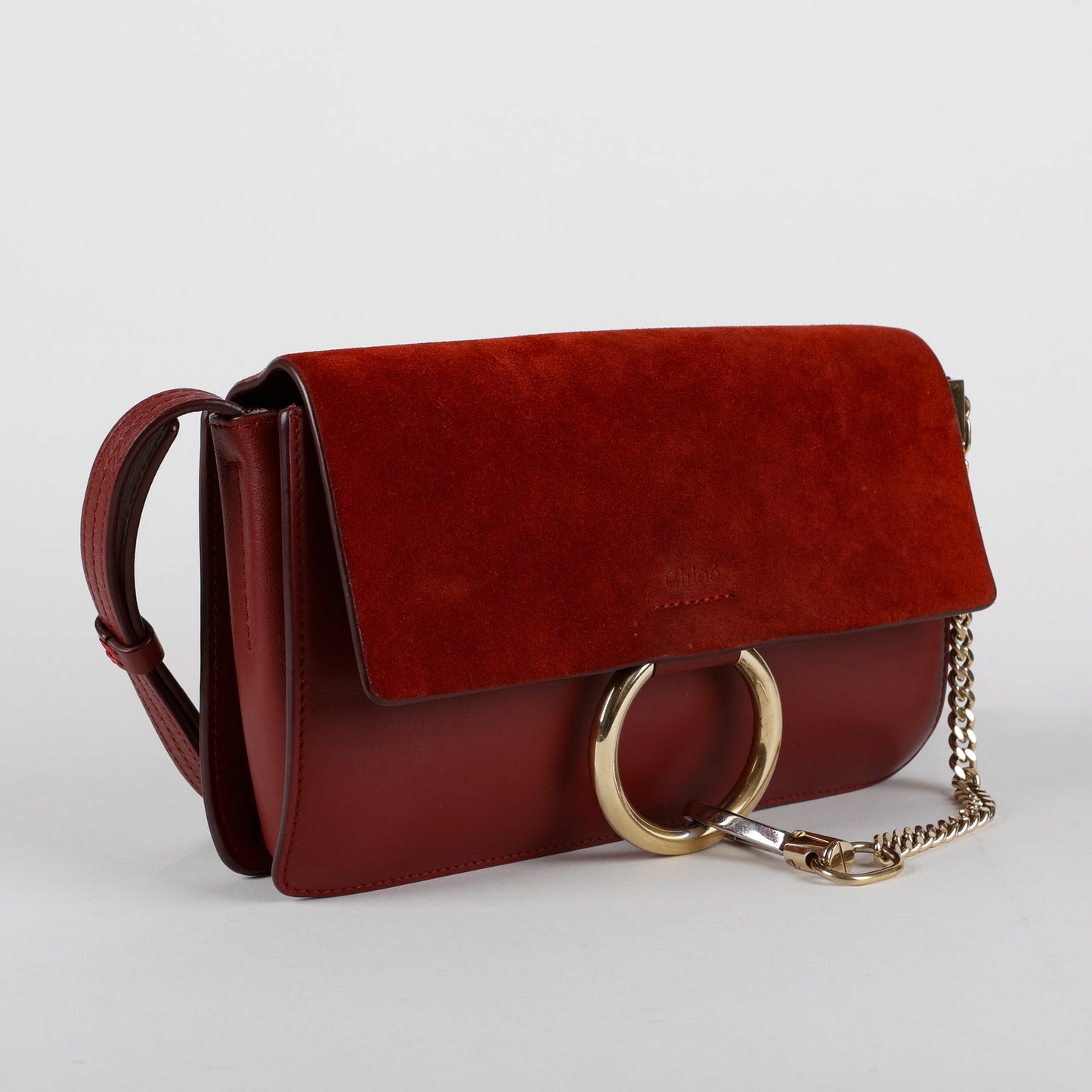 Small Faye Shoulder Bag, Burgundy