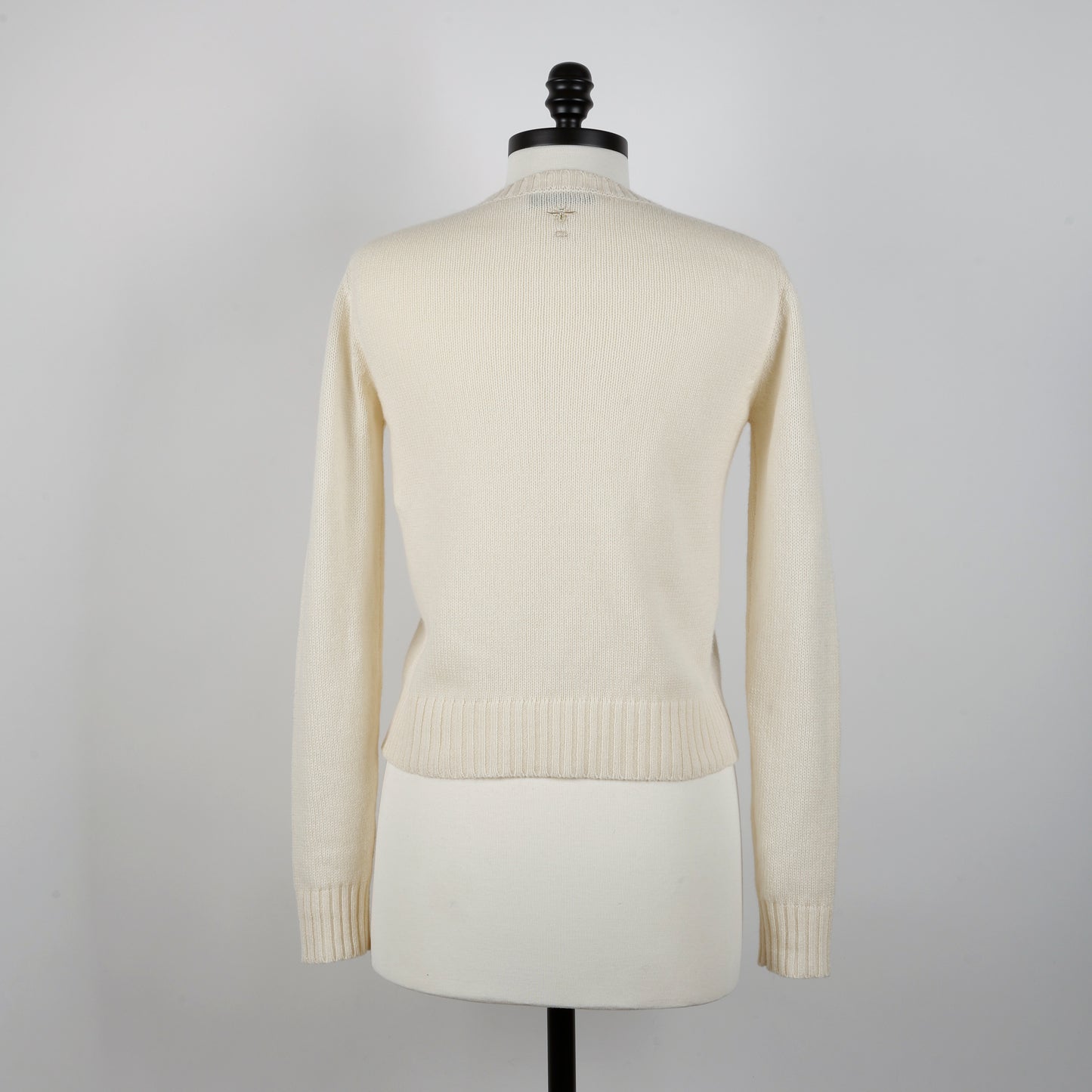 Gold Embroidered Cream Cashmere Sweater