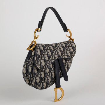 Mini Saddle Bag, Navy Oblique