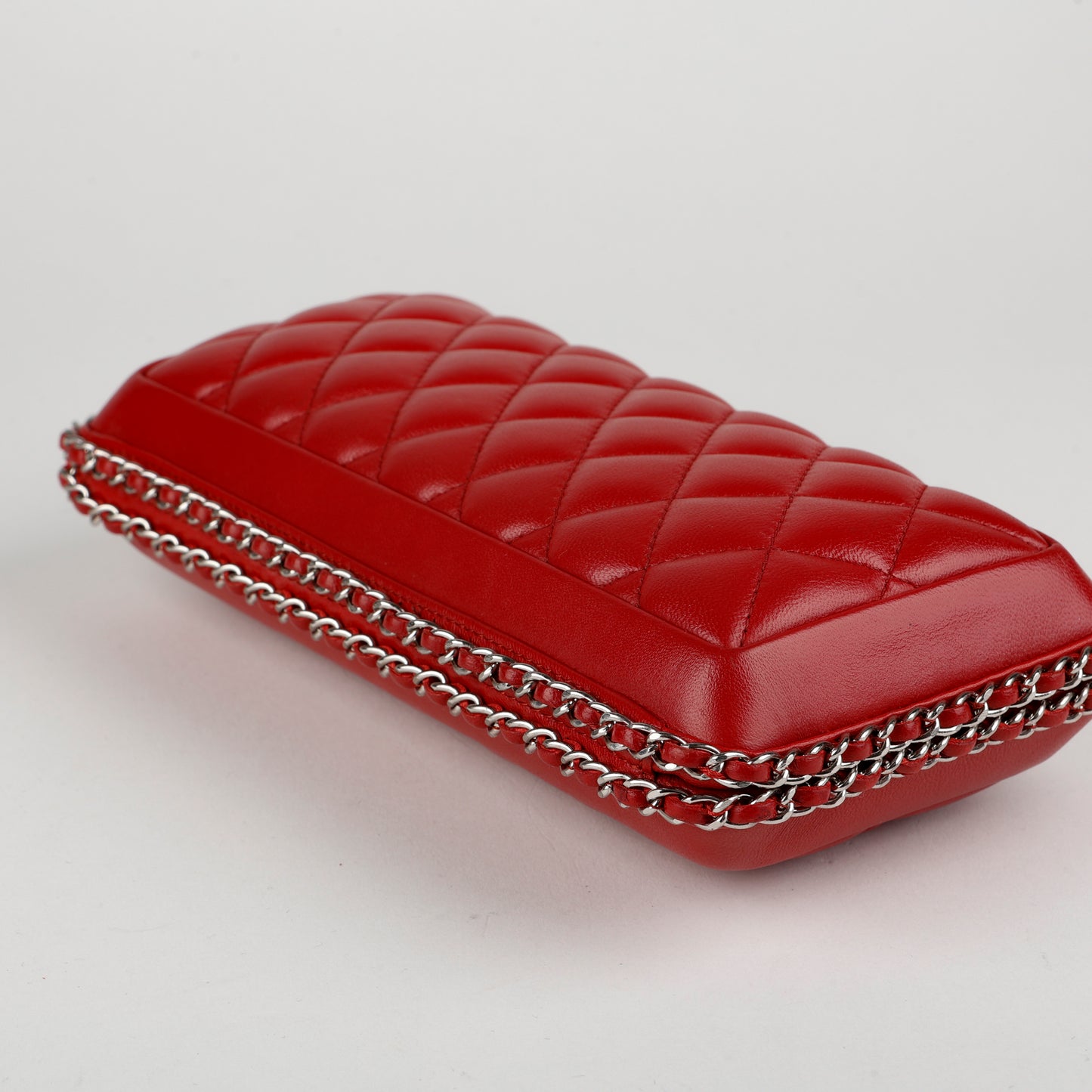 Chain Around Clutch Red Lambskin