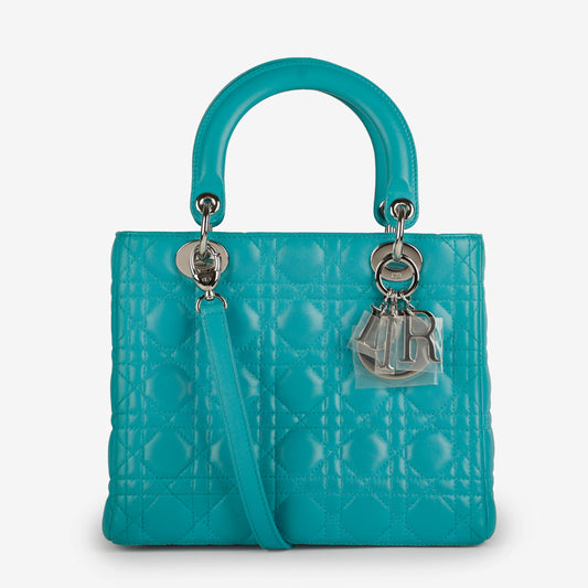 Medium Lady Dior, Turquoise Lambskin