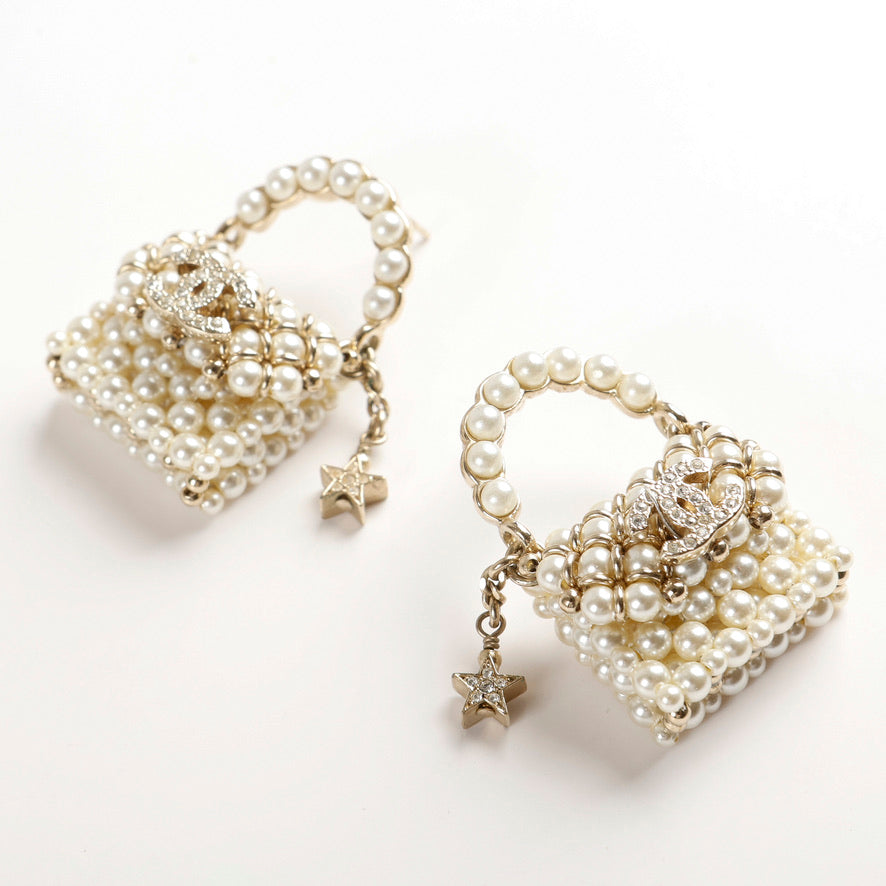 Pearl Handbag CC Earrings, Runway Piece