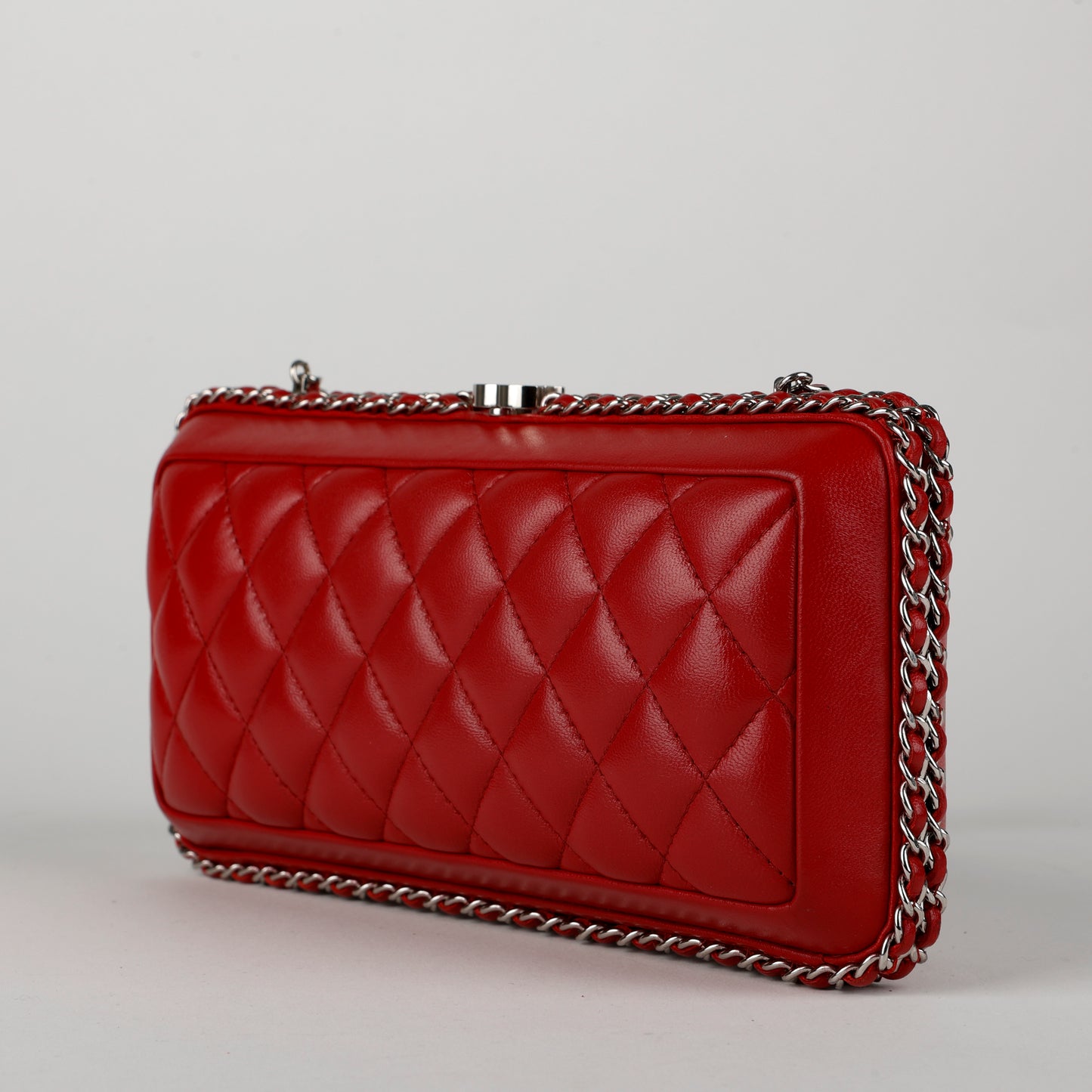 Chain Around Clutch Red Lambskin