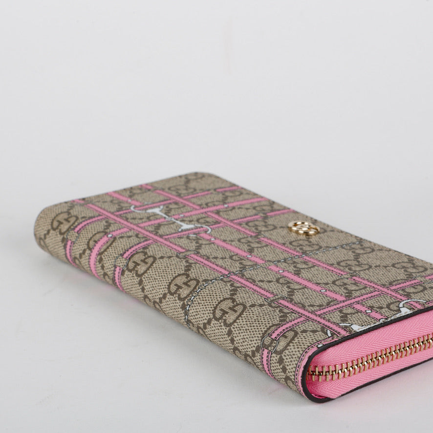 Pink Horsebit Coated Canvas Zippy