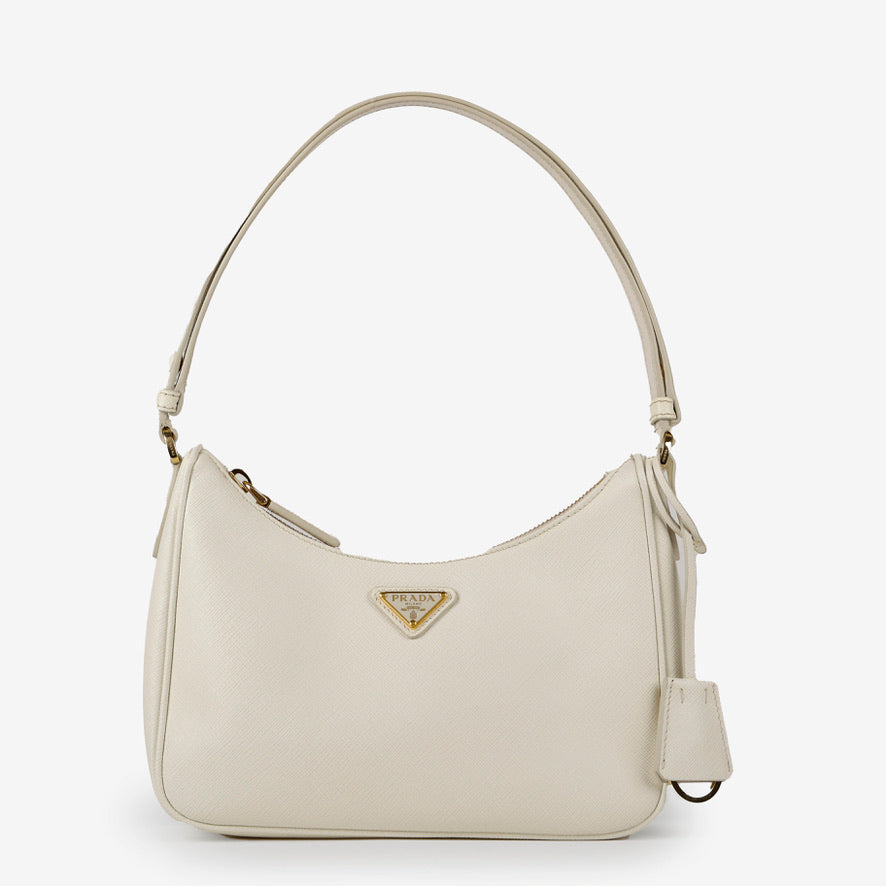Mini Re-Edition Saffiano Shoulder Bag, White