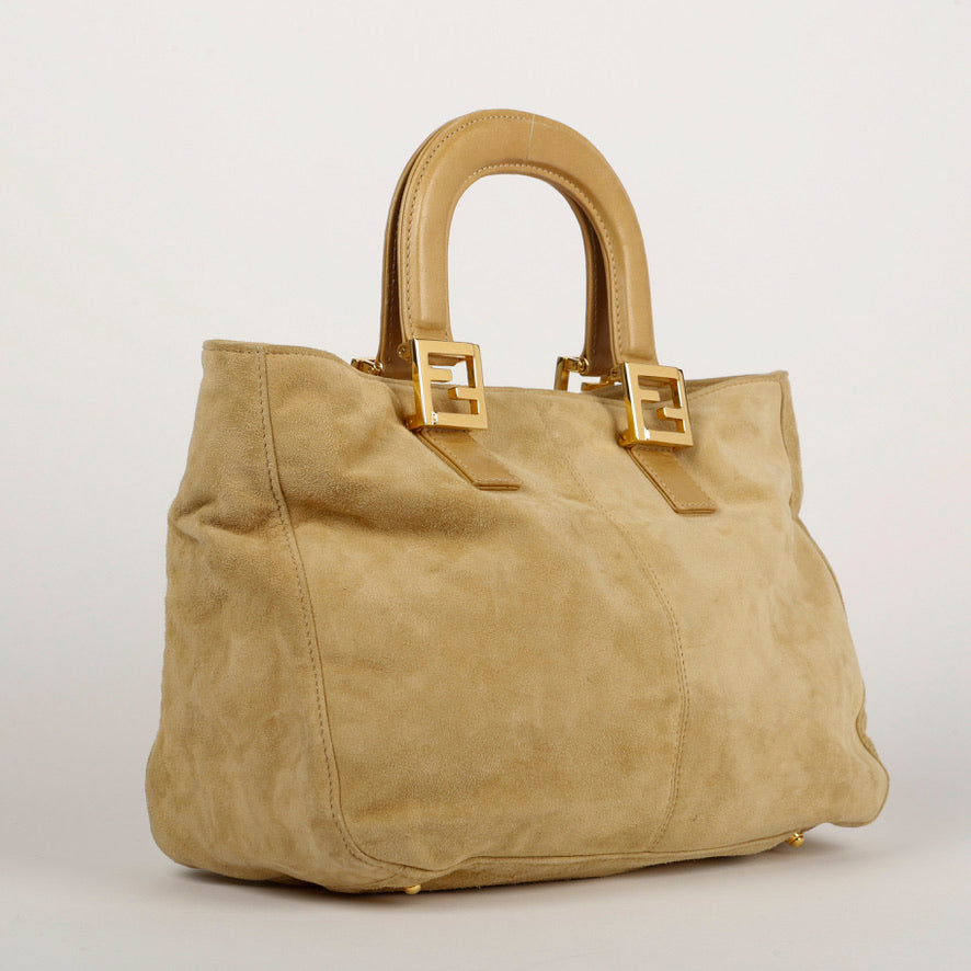 Baguette Top Handle Tote, Suede