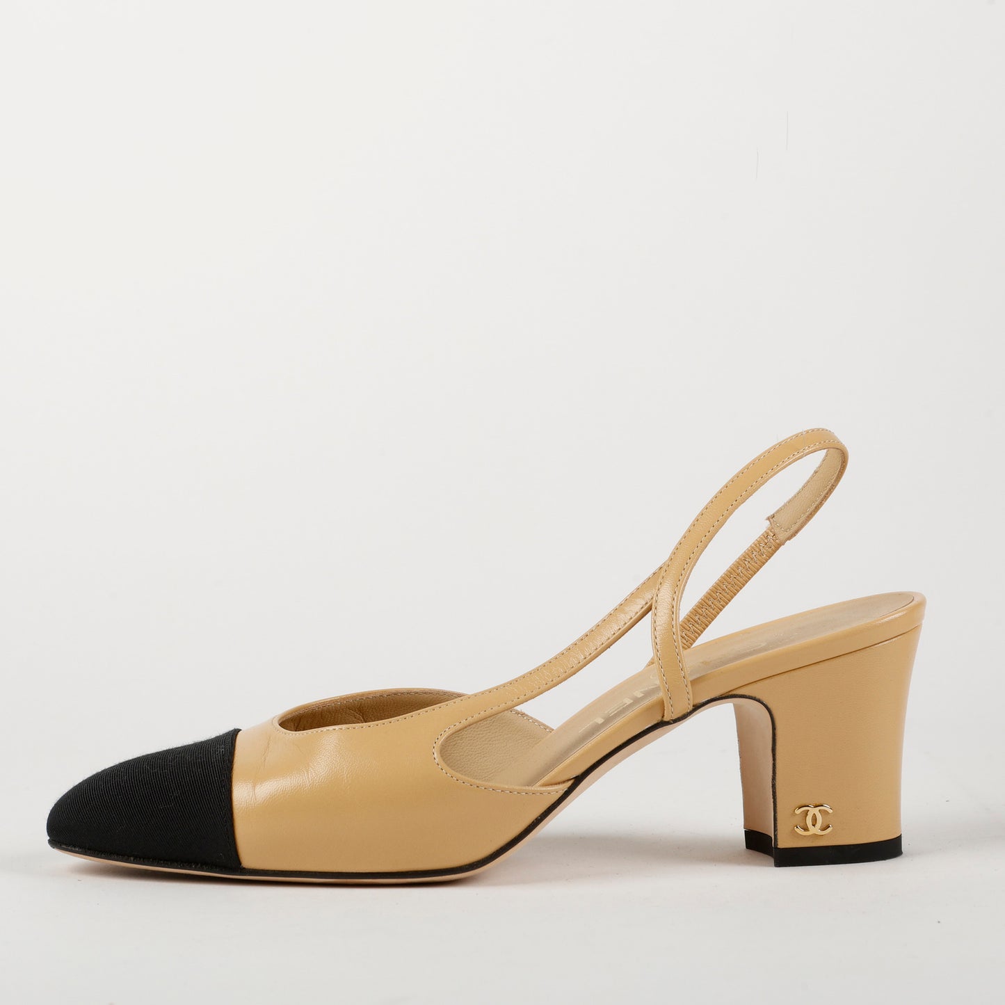 Classic Sling Back Heels, Black/Biege 1138