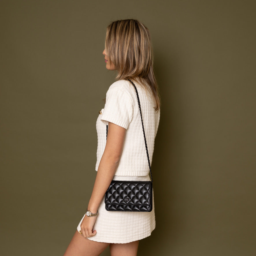 Wallet on Chain, So Black Lambskin 9824