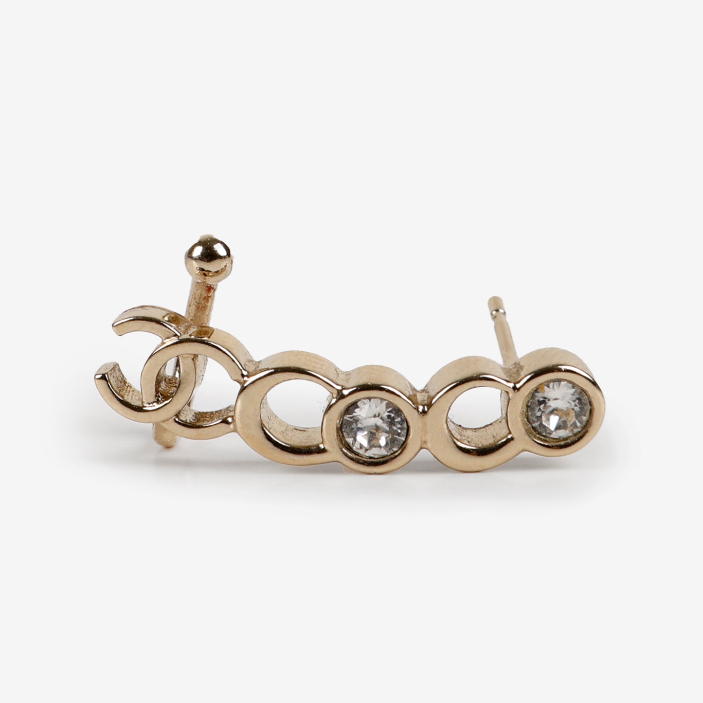 Coco Script Climber Earrings Gold Crystals