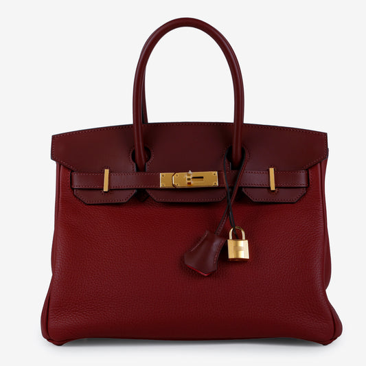 Birkin 30 Verso Clemence Rouge H Rose Extreme Gold Hardware