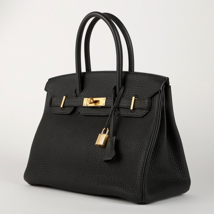 Birkin 30 Black Clemence Gold Hardware