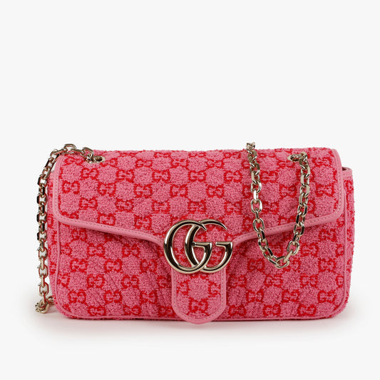 Medium GG Marmont, Pink and Red GG Bouclé