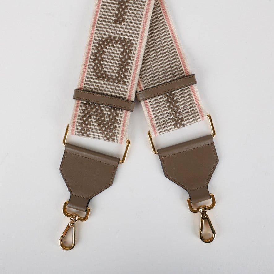 Logo Adjustable Strap, Pink Beige Taupe