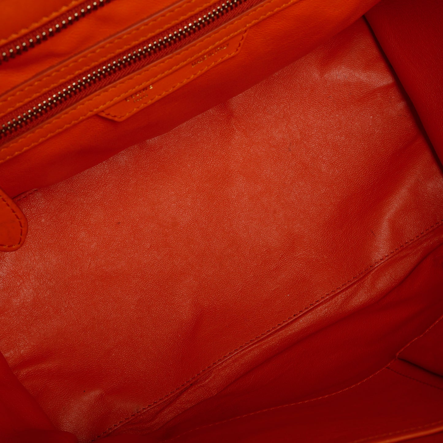 Mini Luggage Tote, Orange Calfskin
