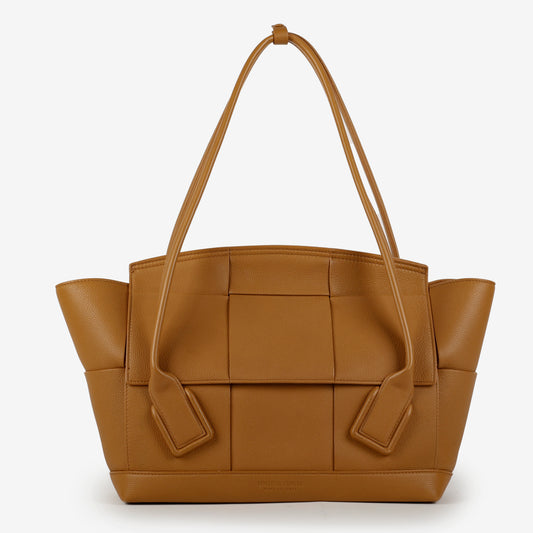 French Calfskin Maxi Intrecciato Arco, Caramel 11223