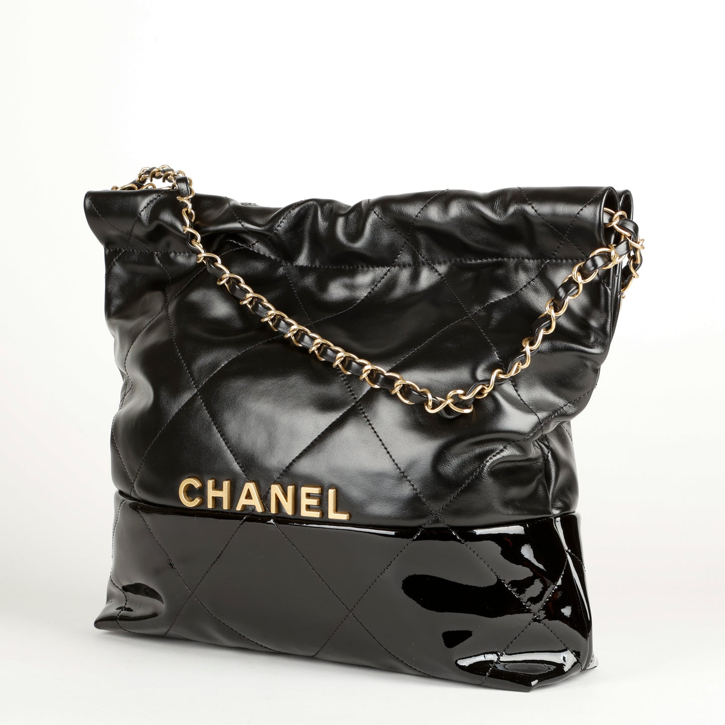 Small 22, Black Lambskin Patent Leather