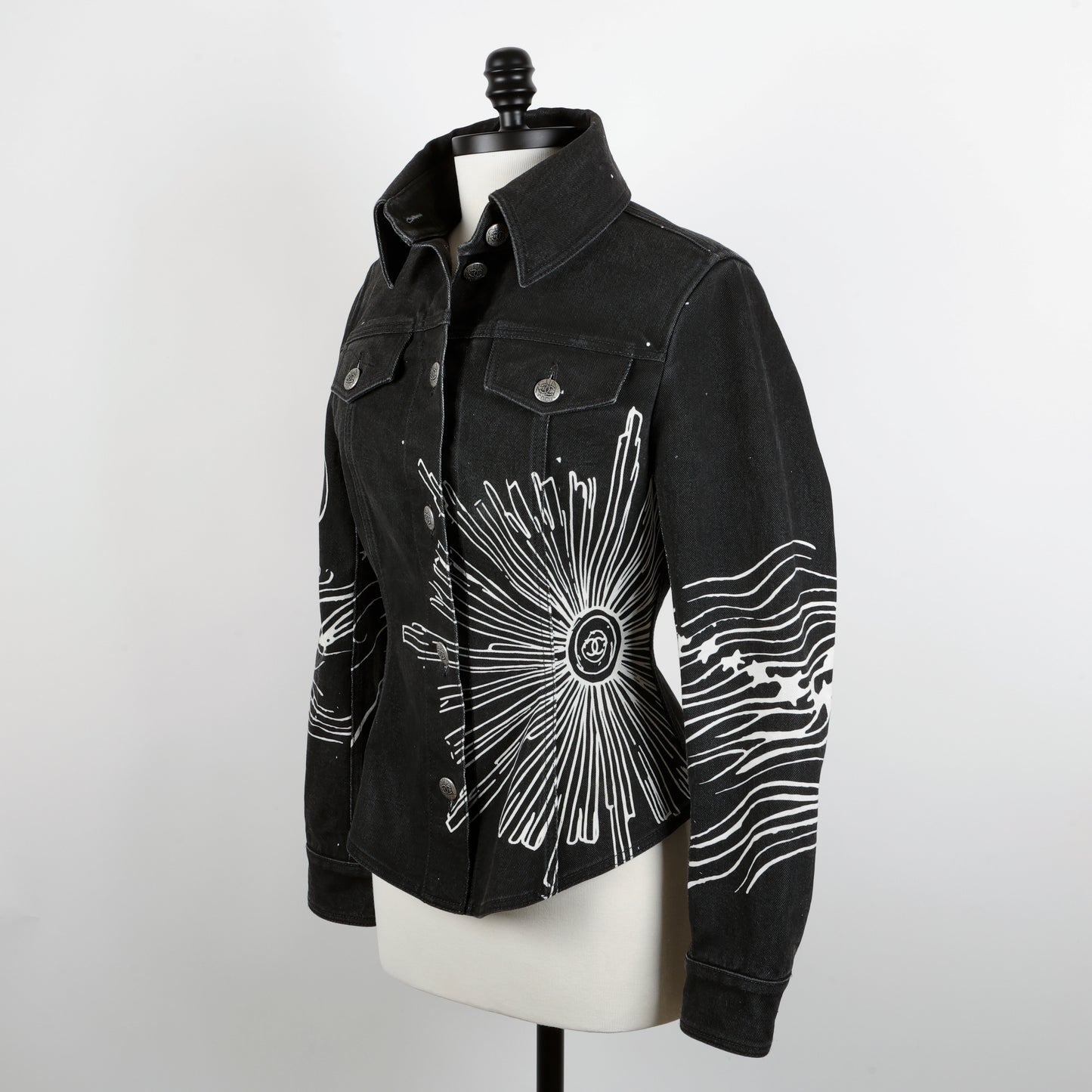 Black White Denim Jacket (22C)