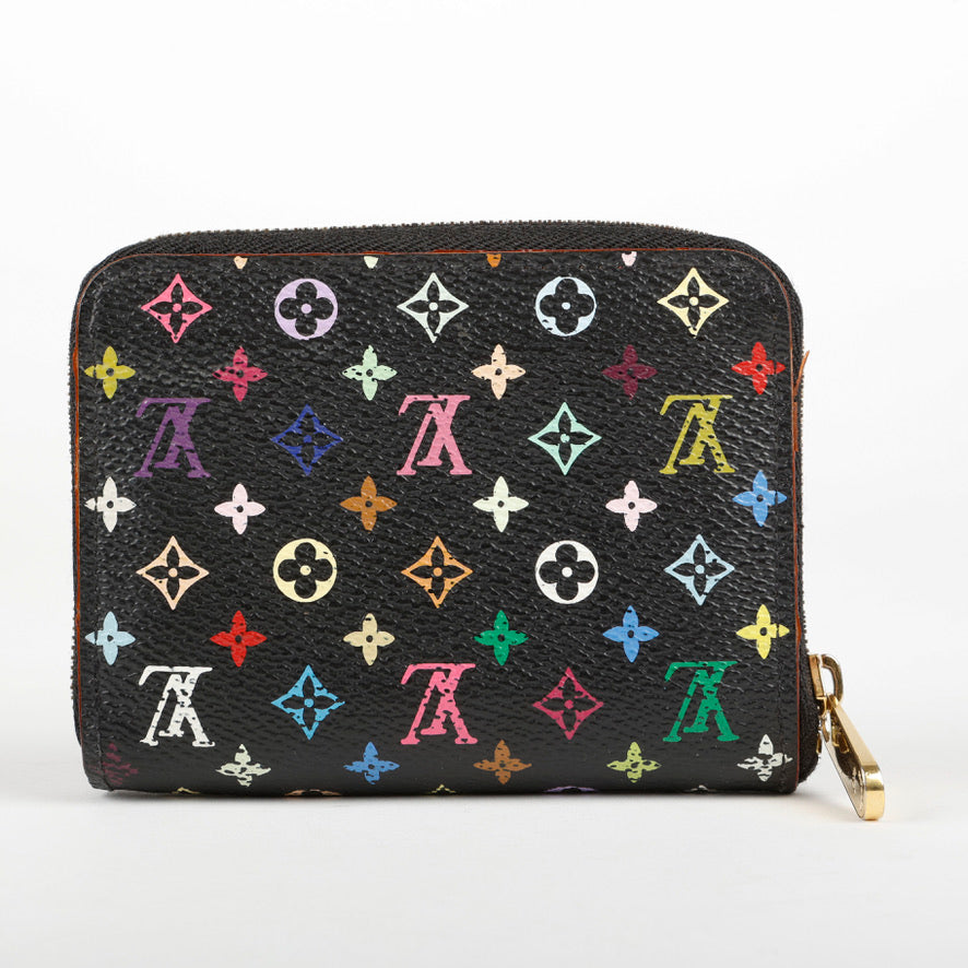 Murakami Zippy Coin Purse, Black Multicolor