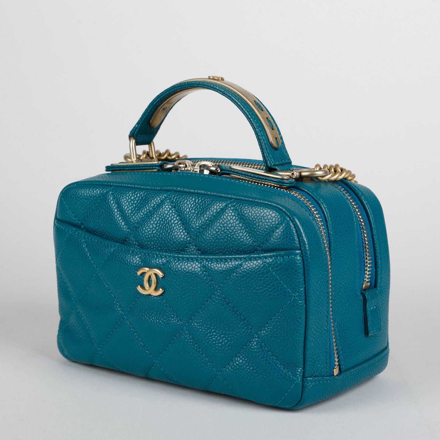 Double Zip Vanity Turquoise Caviar