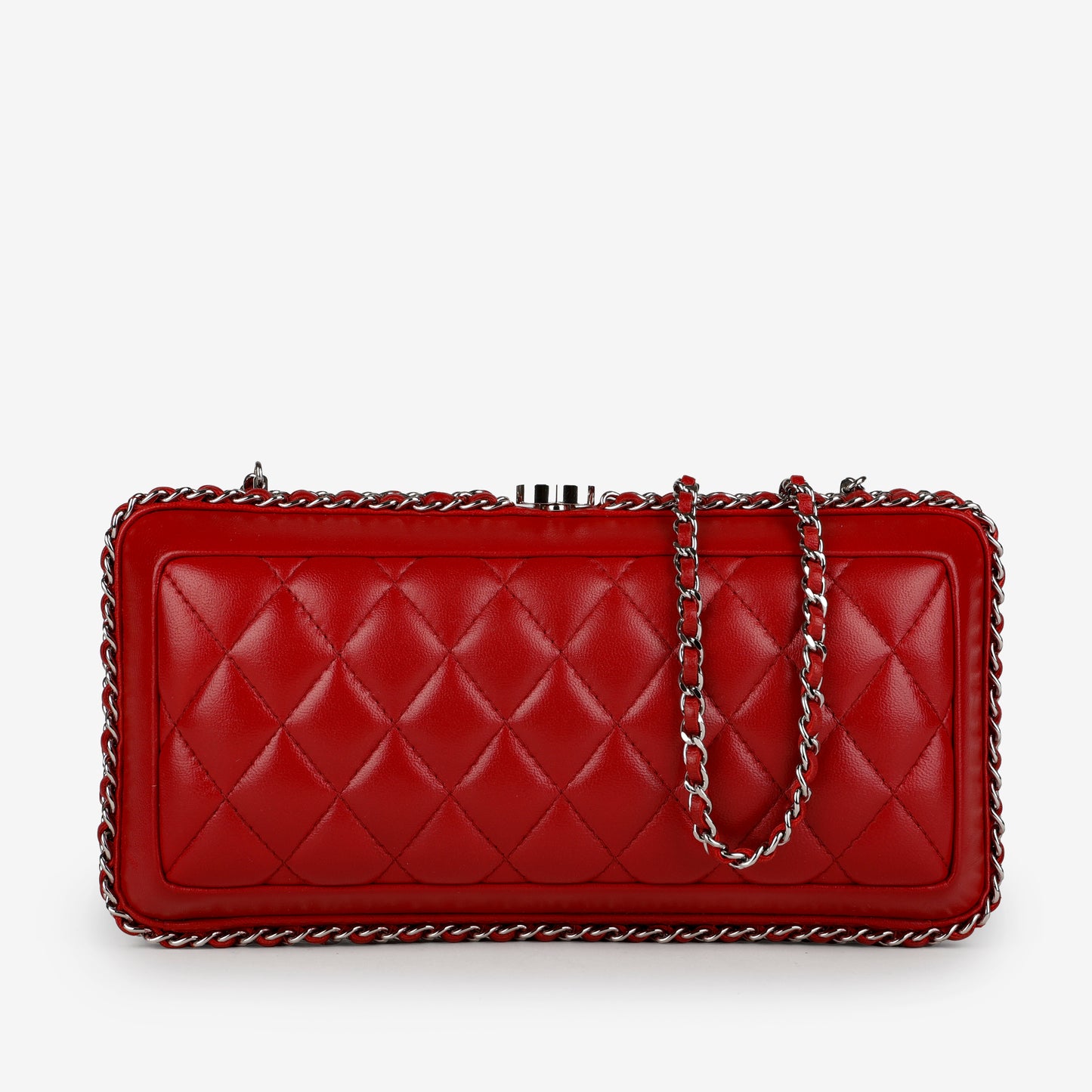 Chain Around Clutch Red Lambskin