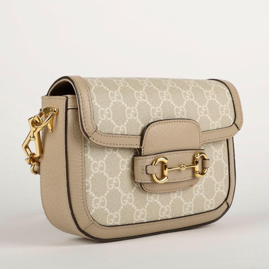 Beige Canvas 1955 Horsebit Small Crossbody