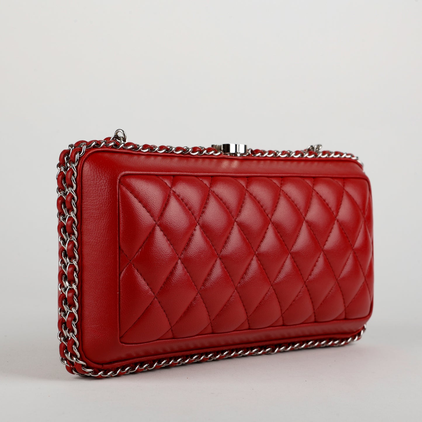 Chain Around Clutch Red Lambskin