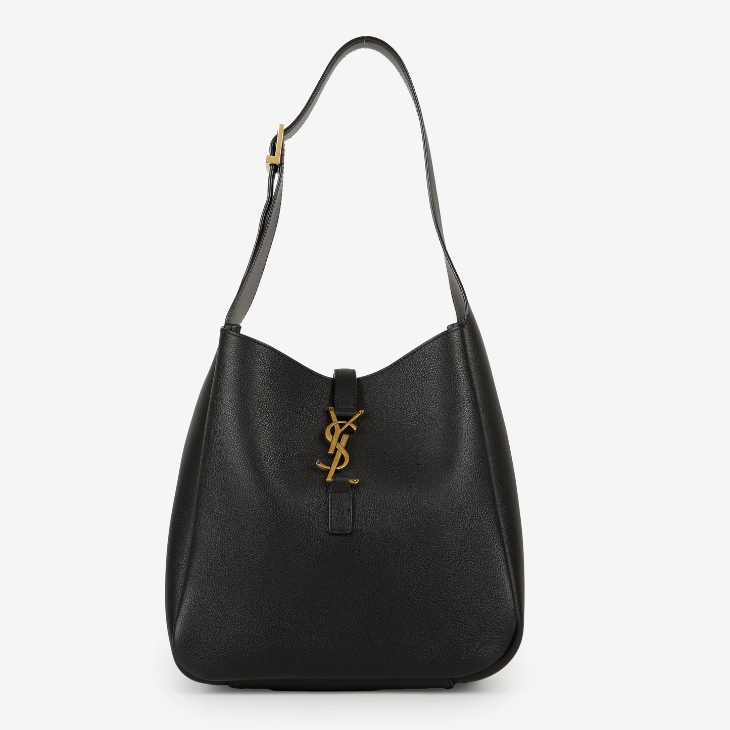 Small LE 5 à 7 Hobo, Black Grained Leather