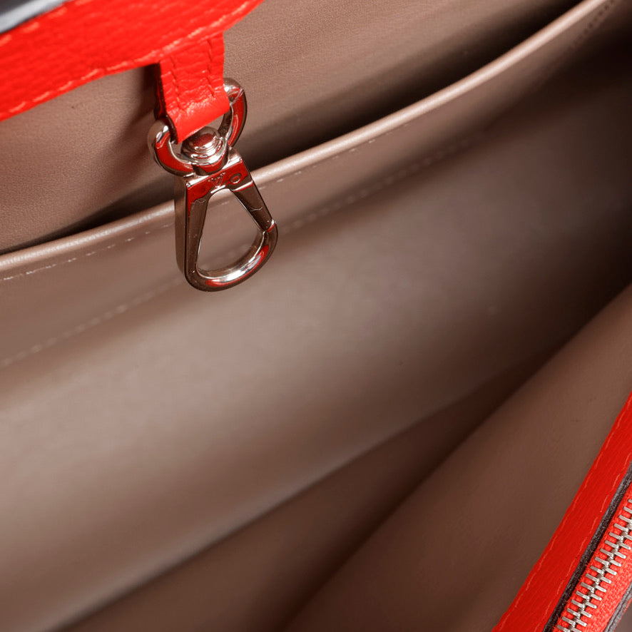 Capucines MM, Red Silver Hardware