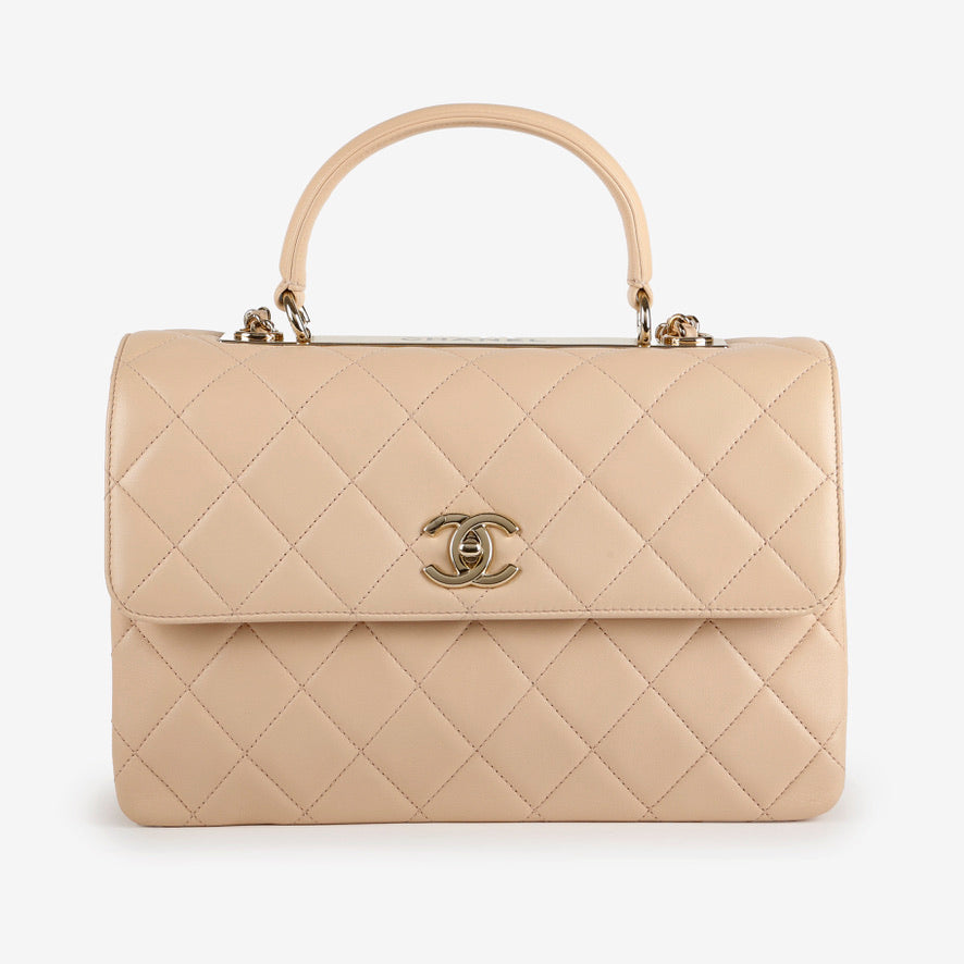 Lambskin Medium Trendy Beige Gold Hardware