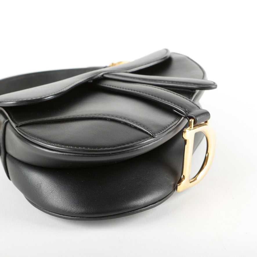 Mini Saddle Bag, Black Calfskin 10623