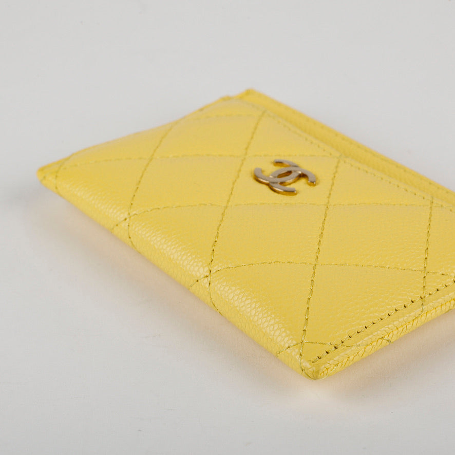 Classic Card Holder, Yellow Caviar