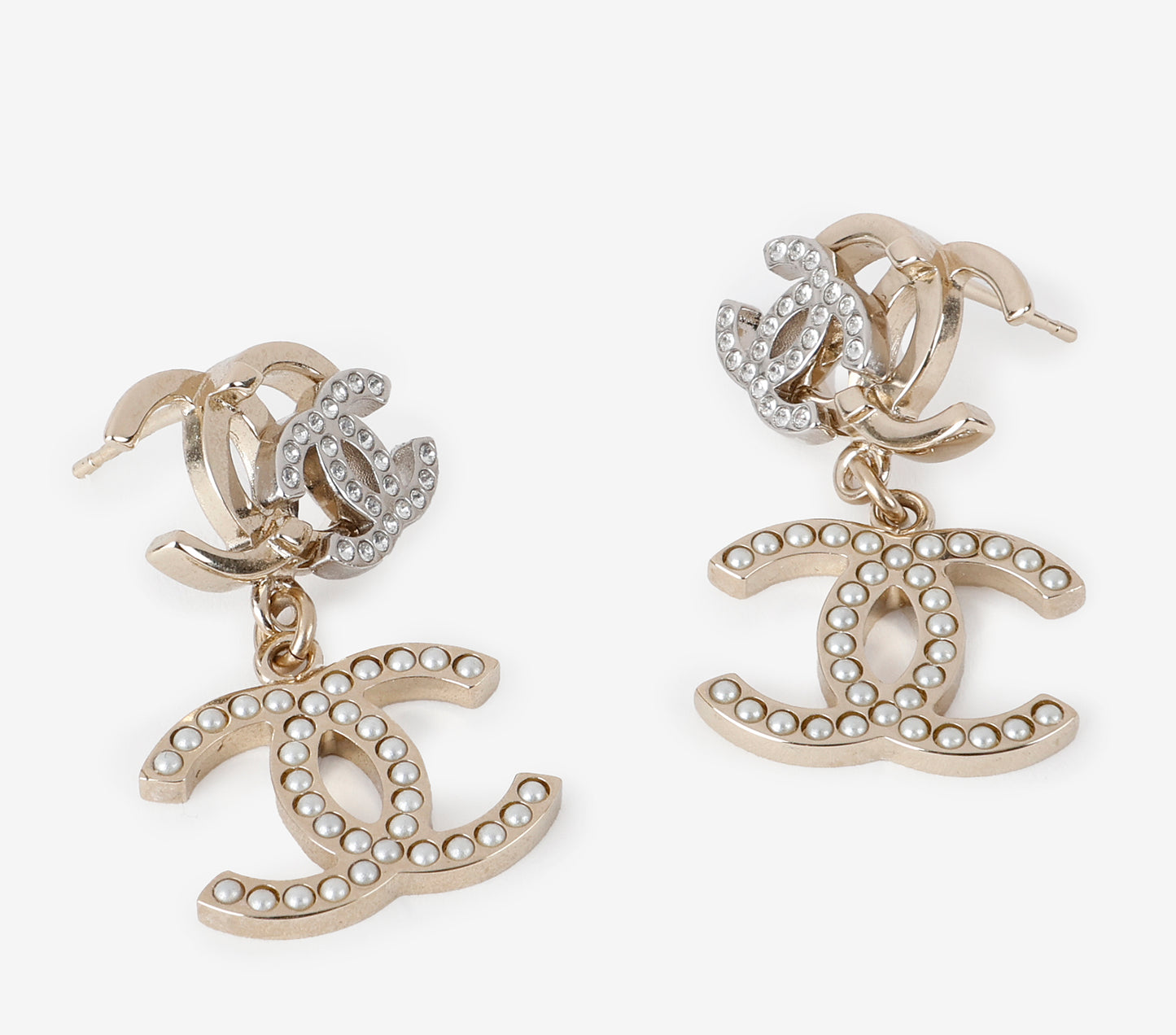 Triple C Silver Drop Earrings