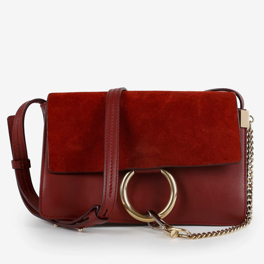 Small Faye Shoulder Bag, Burgundy