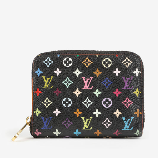 Murakami Zippy Coin Purse, Black Multicolor