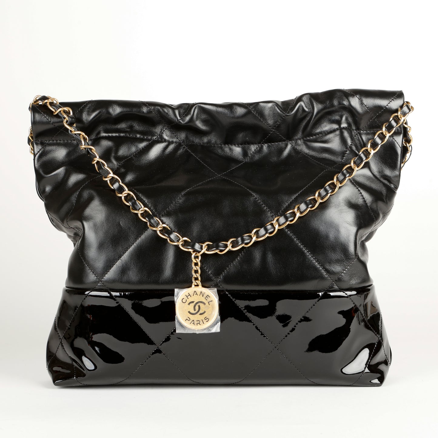 Small 22, Black Lambskin Patent Leather