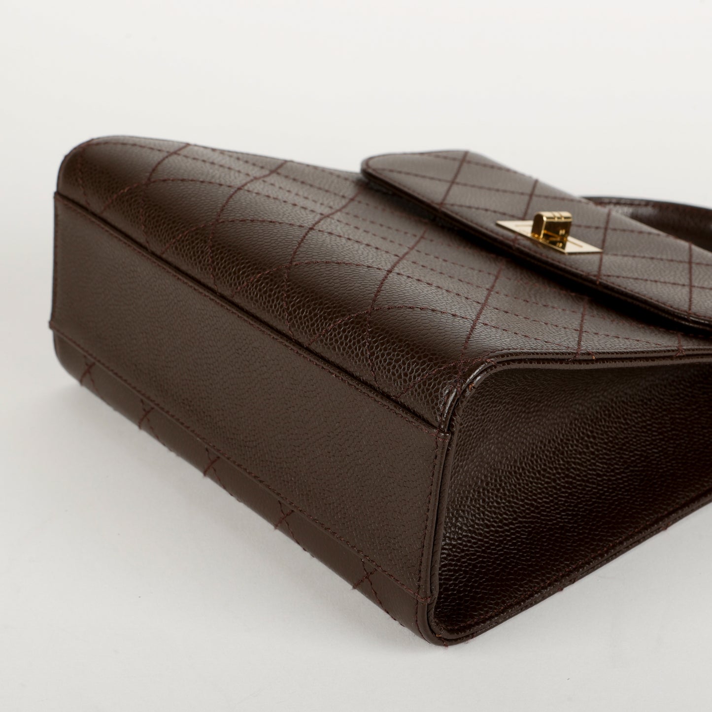 Vintage Kelly Mademoiselle Top Handle, Brown Caviar