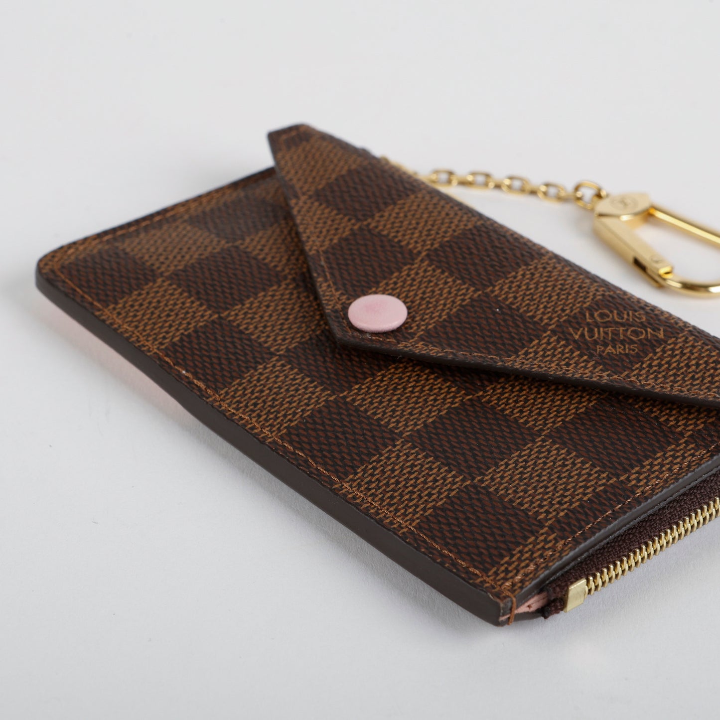 Recto Verso Card Holder, Damier Ebene Rose Ballerine