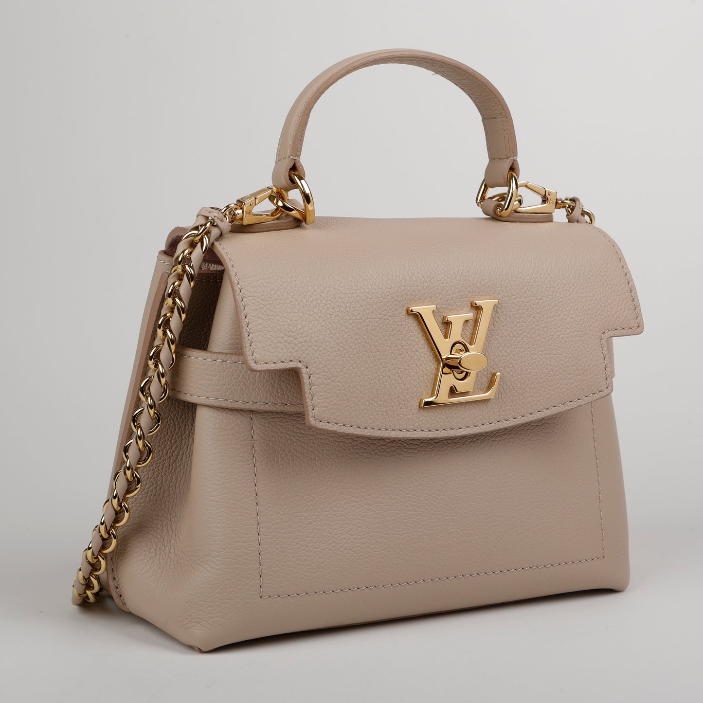 LockMe Ever BB, Greige Grained Calfskin